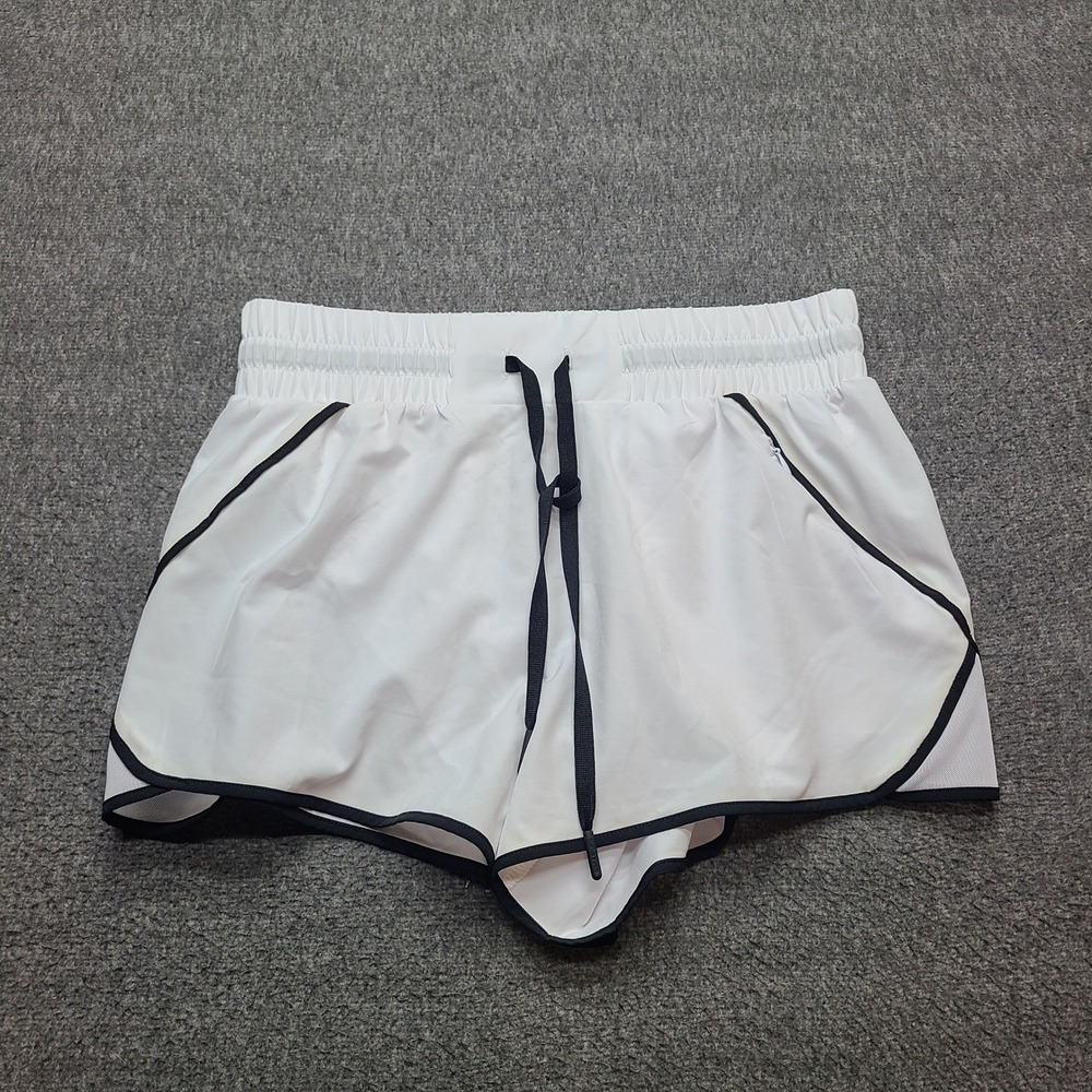 Love & Sports Running Shorts Womens XS White‎ Excellent Contrast Trim Drawstring
